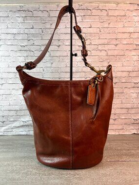 Coach XL Vintage 11423 Cognac Bleecker Tattersall Leather Duffle